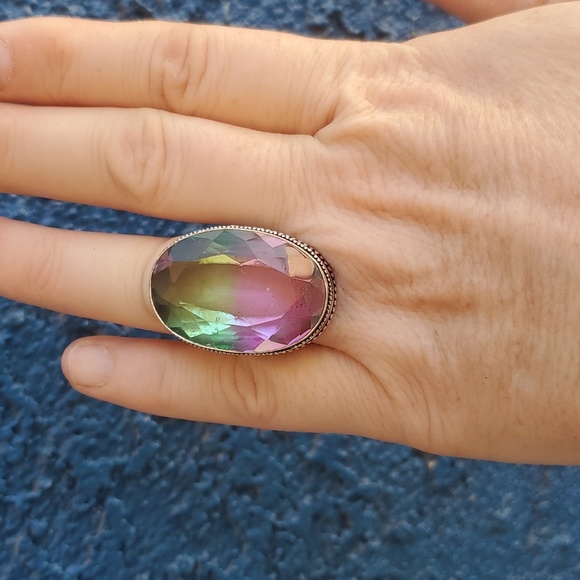 New Bi-Color Tourmaline 925 Silver Ring. - Picture 4 of 8